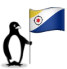 El pingüino del Glacial con la bandera de Bonaire.