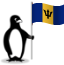 The Glacial penguin holding the flag of Barbados.