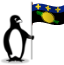 The Glacial penguin holding the flag of Guadeloupe.
