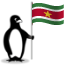 The Glacial penguin holding the flag of Suriname.