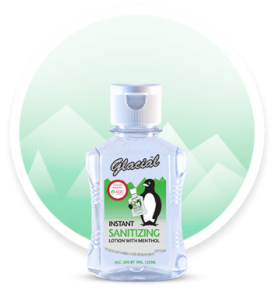 The Glacial sanitizing lotion, powerful moisturizing lotion.
